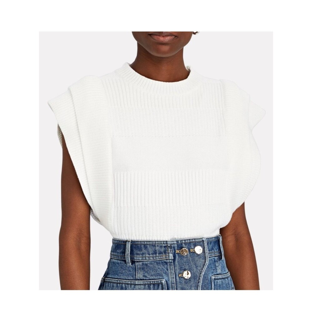 Iro Guarida Sweater Knit Top Ribbed Cotton Tank Paris Sleeveless White XXS